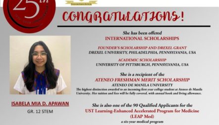 Congratulations: Isabela Mia D. Apawan