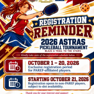 The first-ever 2026 ASTRAS Pickleball Tournament is now ready to welcome players