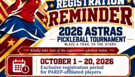 The first-ever 2026 ASTRAS Pickleball Tournament is now ready to welcome players